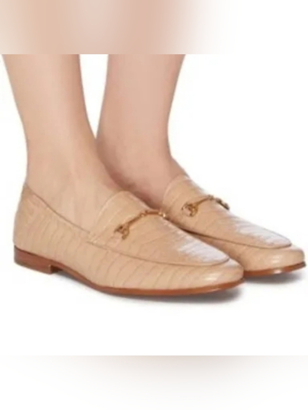 Sam Edelman Loraine Tan Croc Embossed Loafers